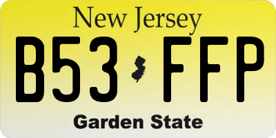 NJ license plate B53FFP