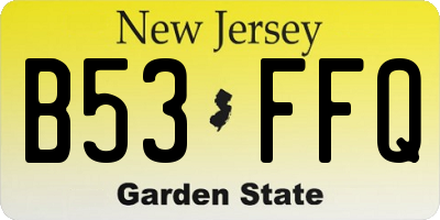 NJ license plate B53FFQ