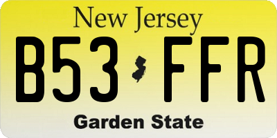 NJ license plate B53FFR