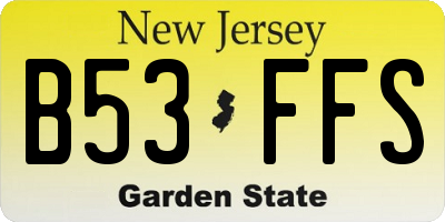 NJ license plate B53FFS