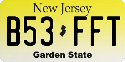 NJ license plate B53FFT