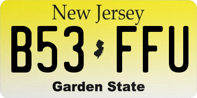 NJ license plate B53FFU