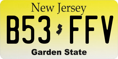 NJ license plate B53FFV