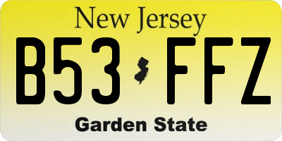 NJ license plate B53FFZ