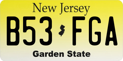 NJ license plate B53FGA