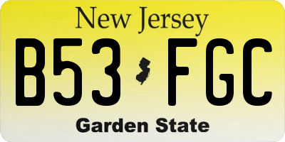 NJ license plate B53FGC