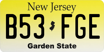 NJ license plate B53FGE