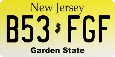 NJ license plate B53FGF