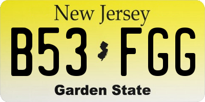 NJ license plate B53FGG