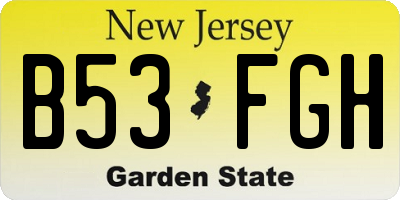 NJ license plate B53FGH