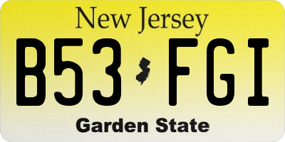 NJ license plate B53FGI