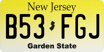 NJ license plate B53FGJ