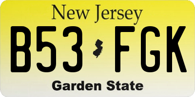 NJ license plate B53FGK