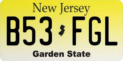 NJ license plate B53FGL