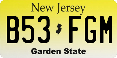 NJ license plate B53FGM