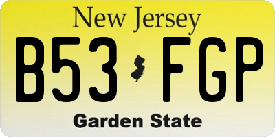 NJ license plate B53FGP