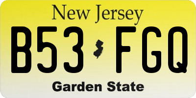 NJ license plate B53FGQ