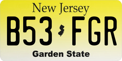 NJ license plate B53FGR