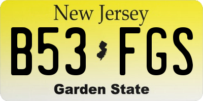 NJ license plate B53FGS
