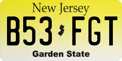 NJ license plate B53FGT