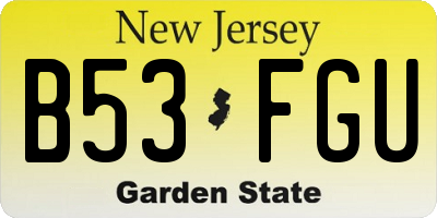 NJ license plate B53FGU