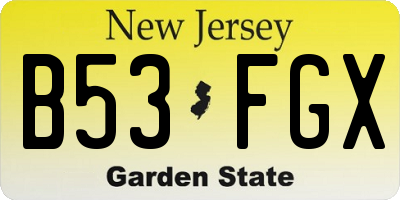 NJ license plate B53FGX
