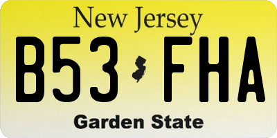 NJ license plate B53FHA