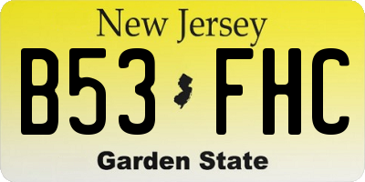 NJ license plate B53FHC