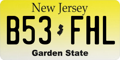 NJ license plate B53FHL