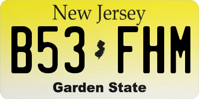 NJ license plate B53FHM