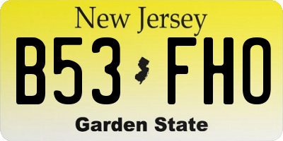 NJ license plate B53FHO