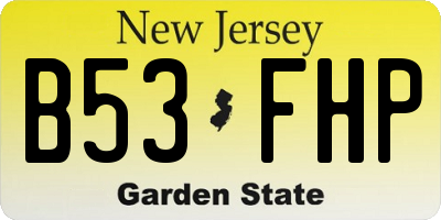 NJ license plate B53FHP