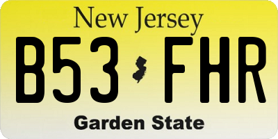 NJ license plate B53FHR