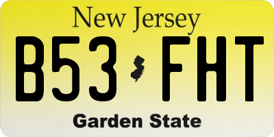 NJ license plate B53FHT