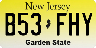 NJ license plate B53FHY