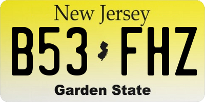 NJ license plate B53FHZ