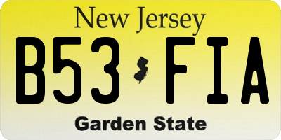 NJ license plate B53FIA