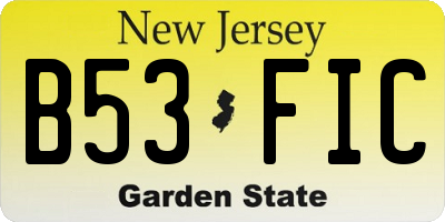 NJ license plate B53FIC