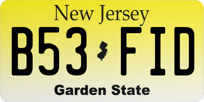 NJ license plate B53FID