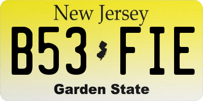 NJ license plate B53FIE