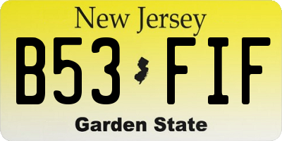NJ license plate B53FIF