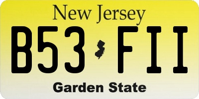NJ license plate B53FII