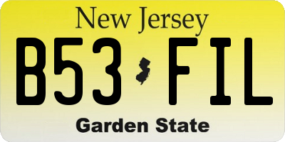 NJ license plate B53FIL
