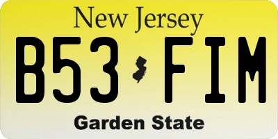 NJ license plate B53FIM