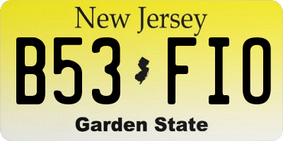 NJ license plate B53FIO
