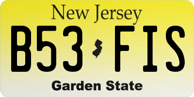 NJ license plate B53FIS