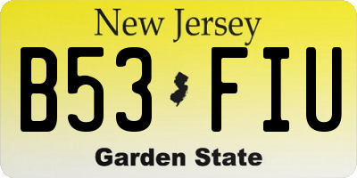 NJ license plate B53FIU