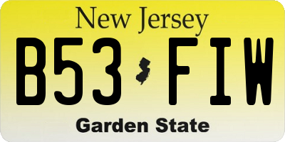 NJ license plate B53FIW