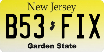 NJ license plate B53FIX