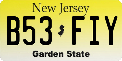 NJ license plate B53FIY